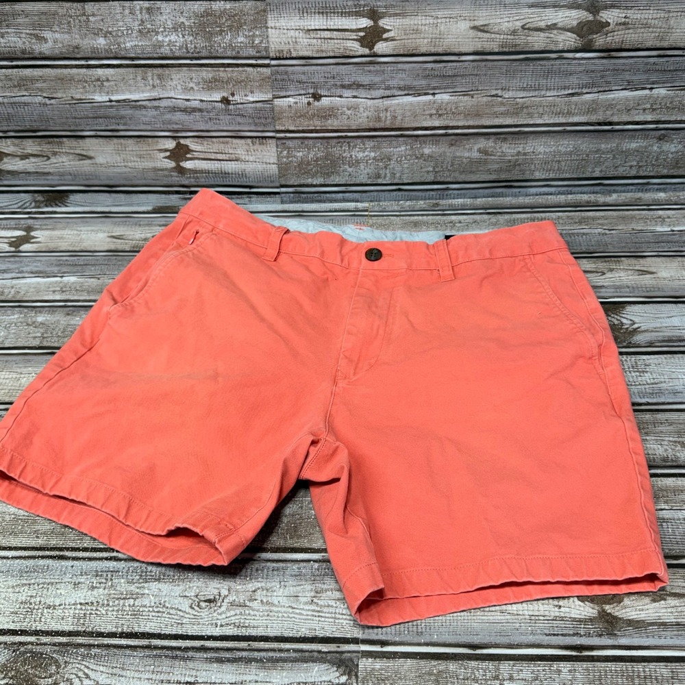 Bonobos Chino Shorts Mens 33 Pink Salmon Casual Cotton Twill Summer Stretch